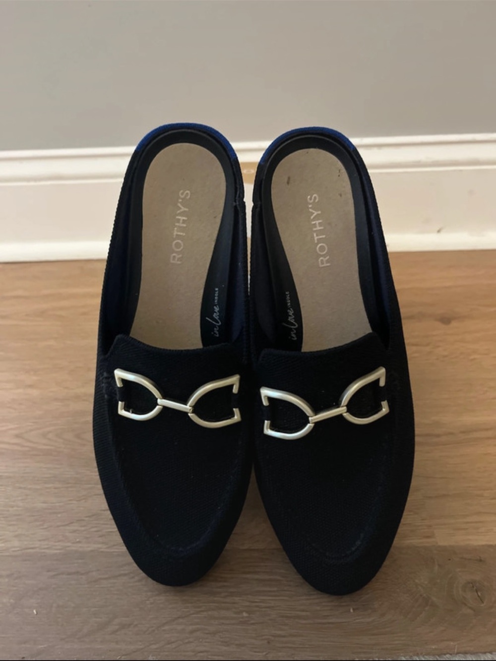 Rothy's Black double bit loafer mule